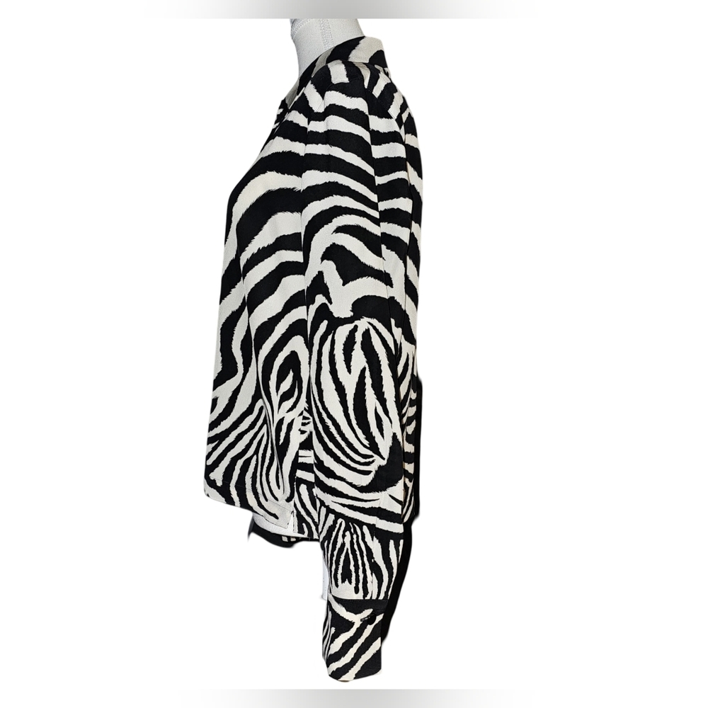 Laurel Silk Zebra Print Blouse Vintage Y2K Black Ivory Button Front EU 34 - Picture 4 of 15